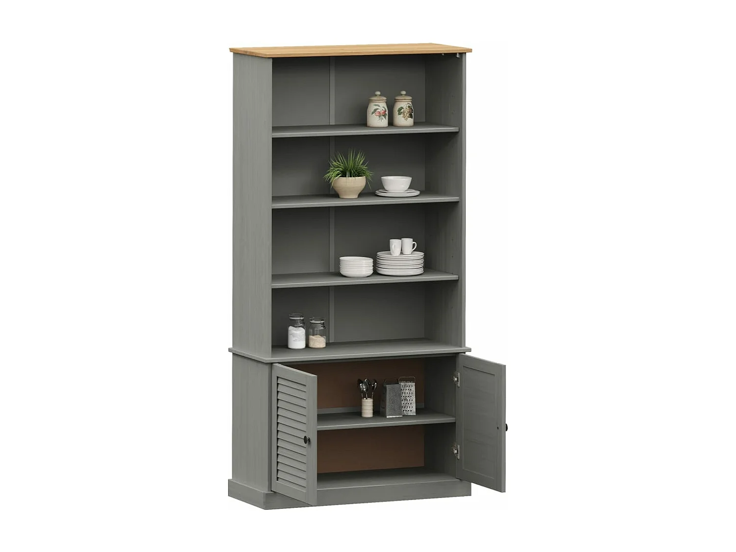 Bibliothèque VIGO gris 85x35x170 bois massif de pin