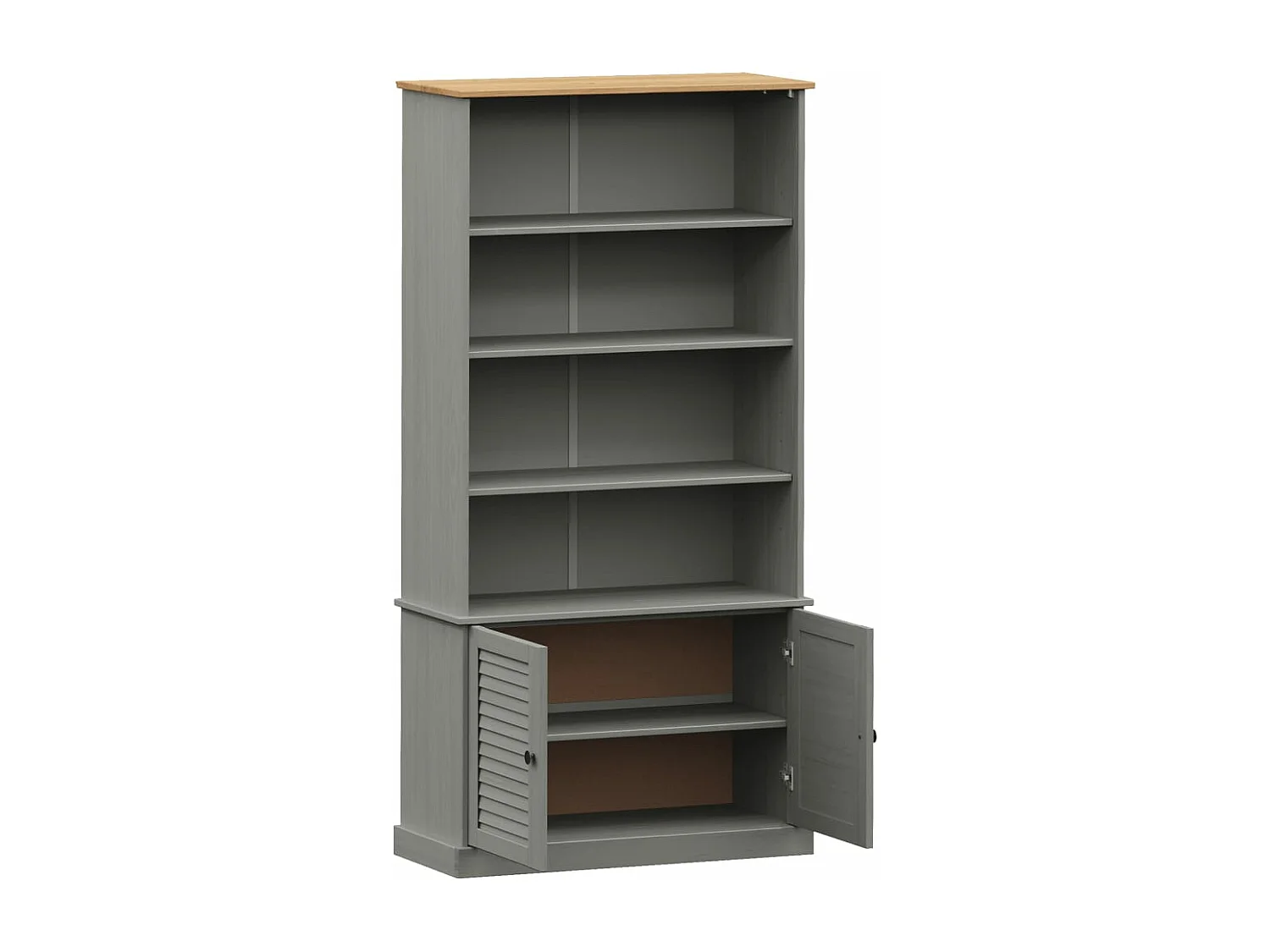 Bibliothèque VIGO gris 85x35x170 bois massif de pin