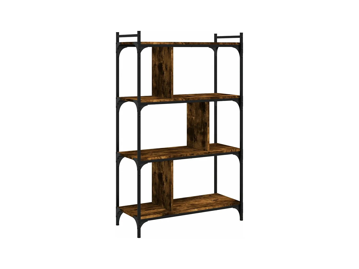 Bibliothèque 4 niveaux chêne fumé 76x32x123 bois d'ingénierie