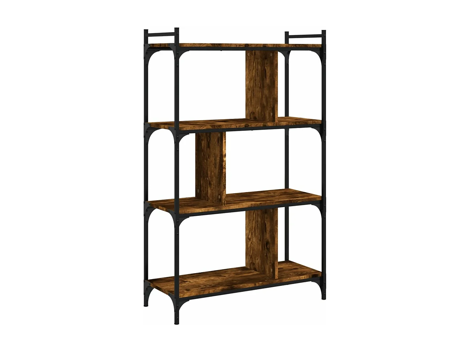 Bibliothèque 4 niveaux chêne fumé 76x32x123 bois d'ingénierie