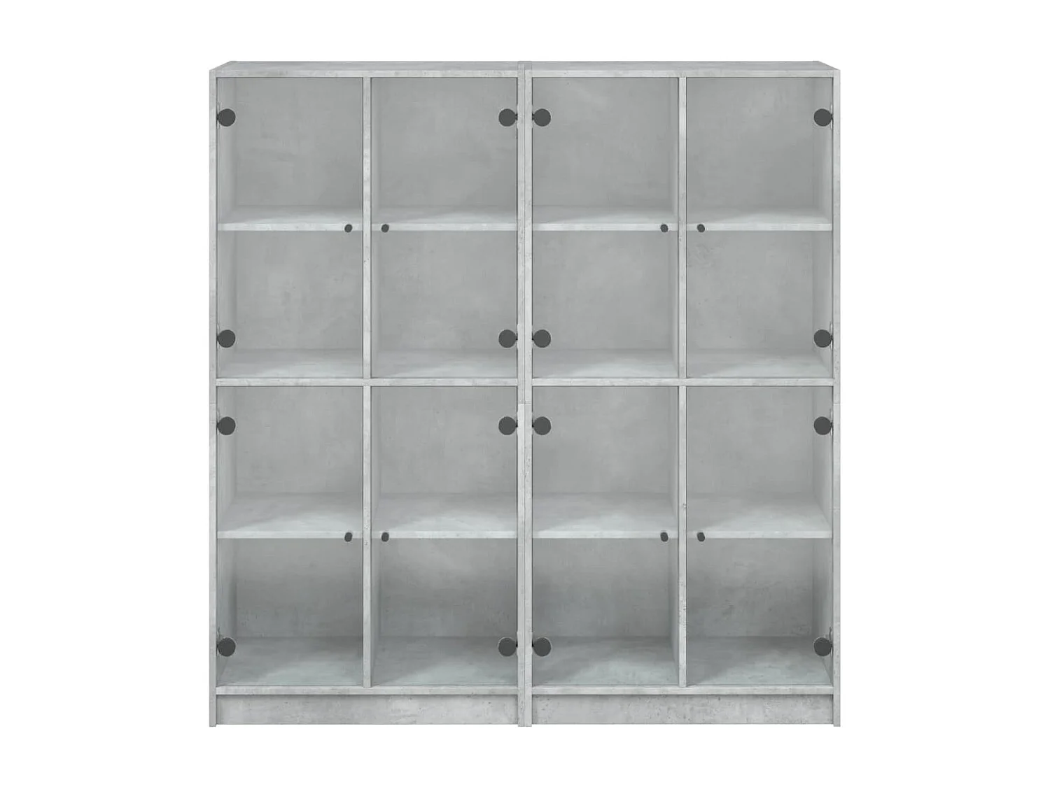 Bibliothèque avec portes gris béton 136x37x142