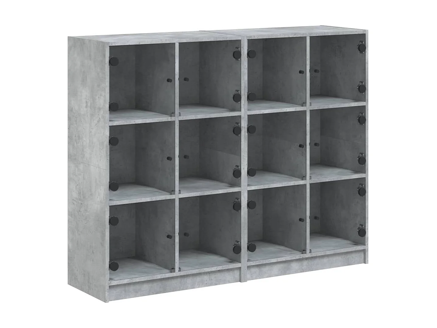 Bibliothèque avec portes gris béton 136x37x109