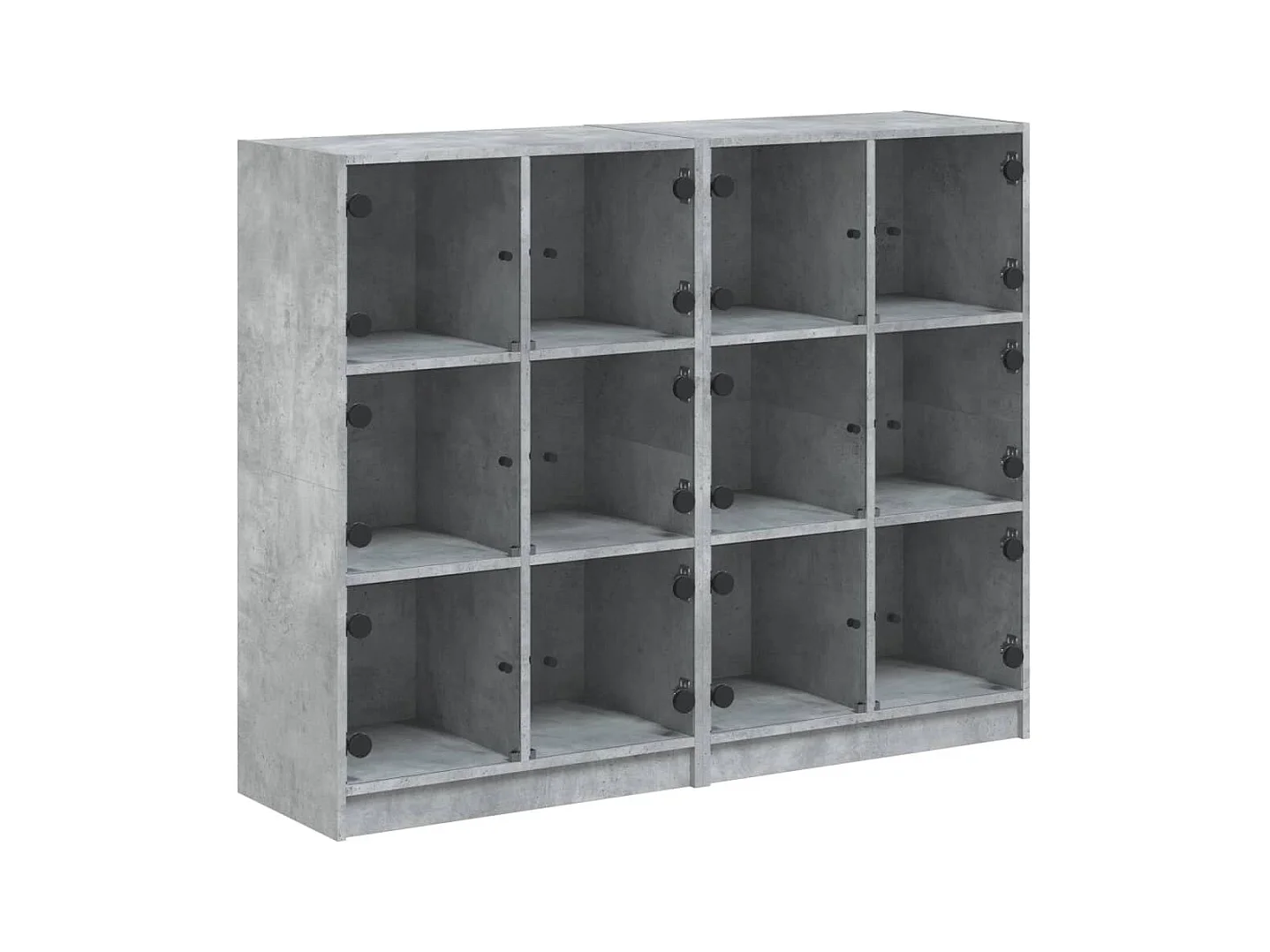 Bibliothèque avec portes gris béton 136x37x109