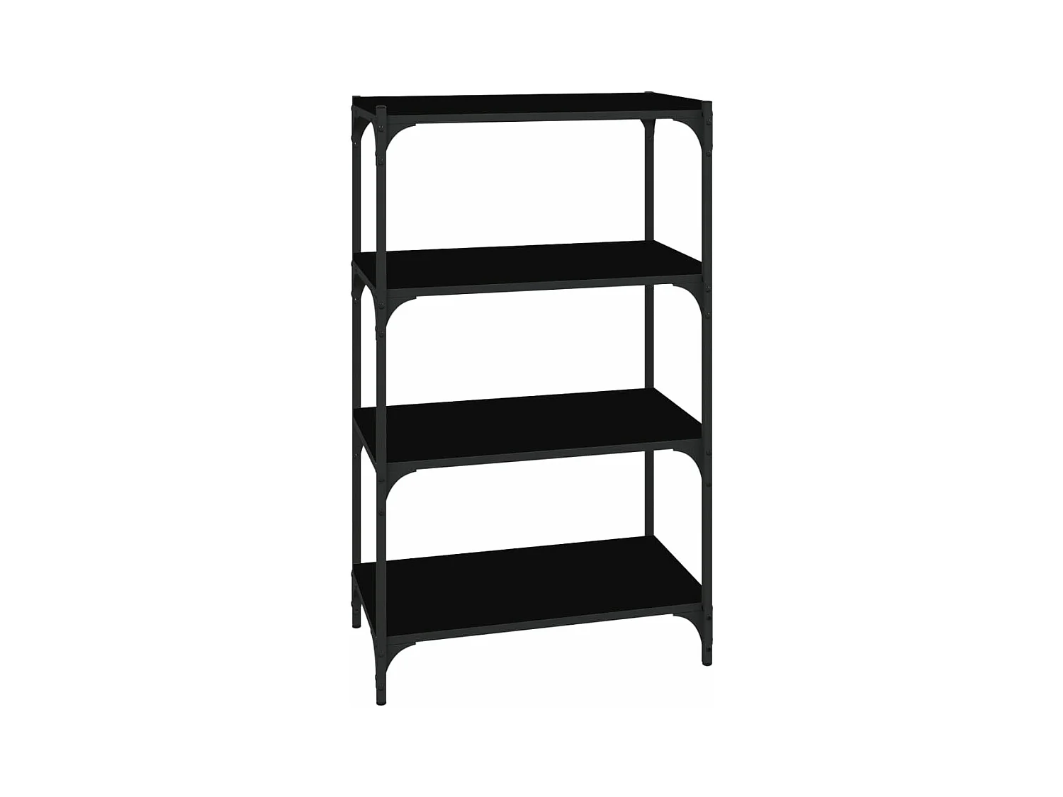 Bibliothèque Noir 60x33x100 Bois d'ingénierie et acier