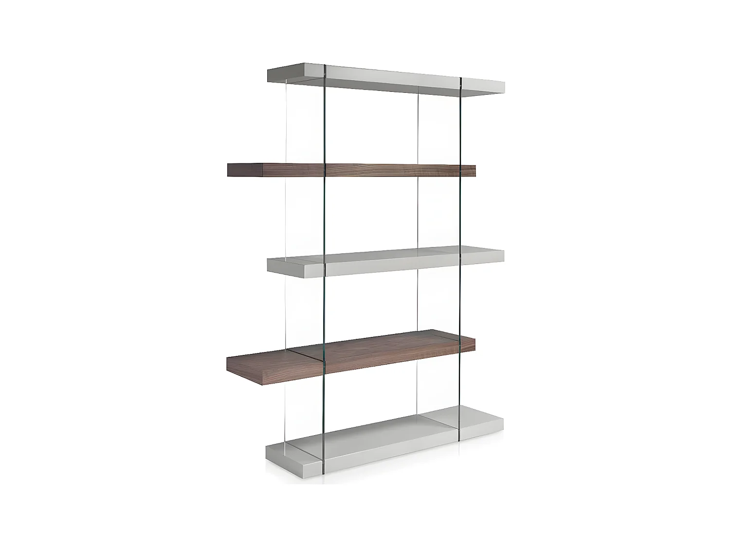 Étagère moderne bois noyer et bois laqué Roma-Couleur Blanc cassé