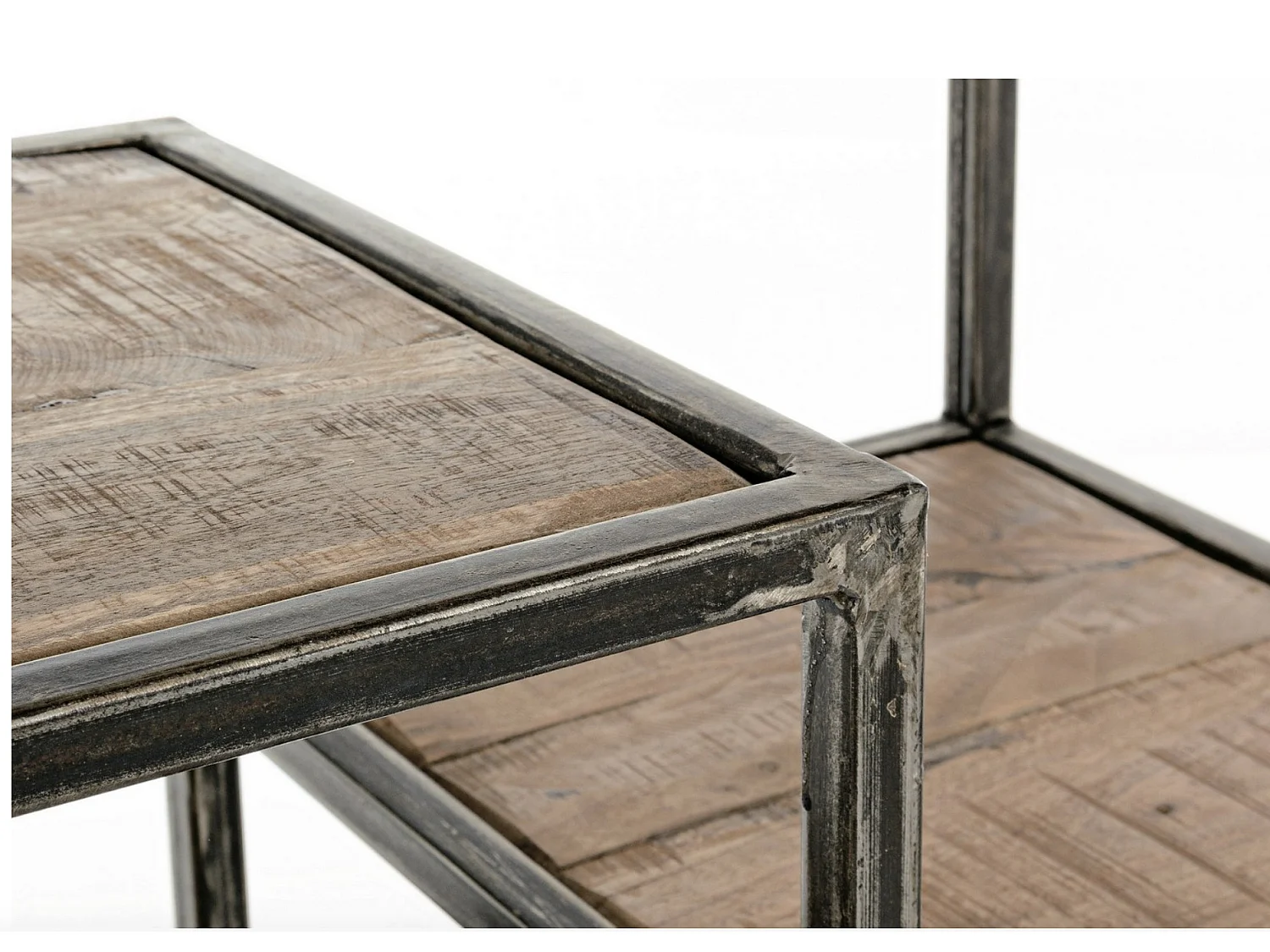 Etagère bois d'acacia clair et acier vieilli Kadone 70cm