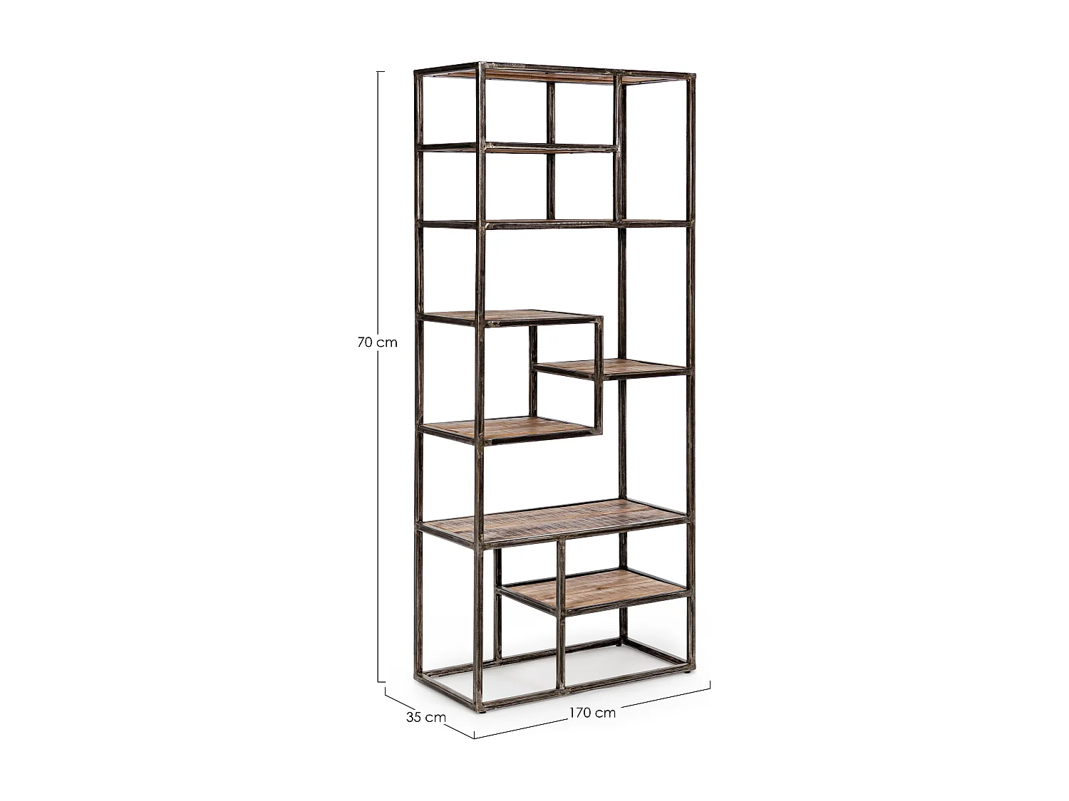 Etagère bois d'acacia clair et acier vieilli Kadone 70cm