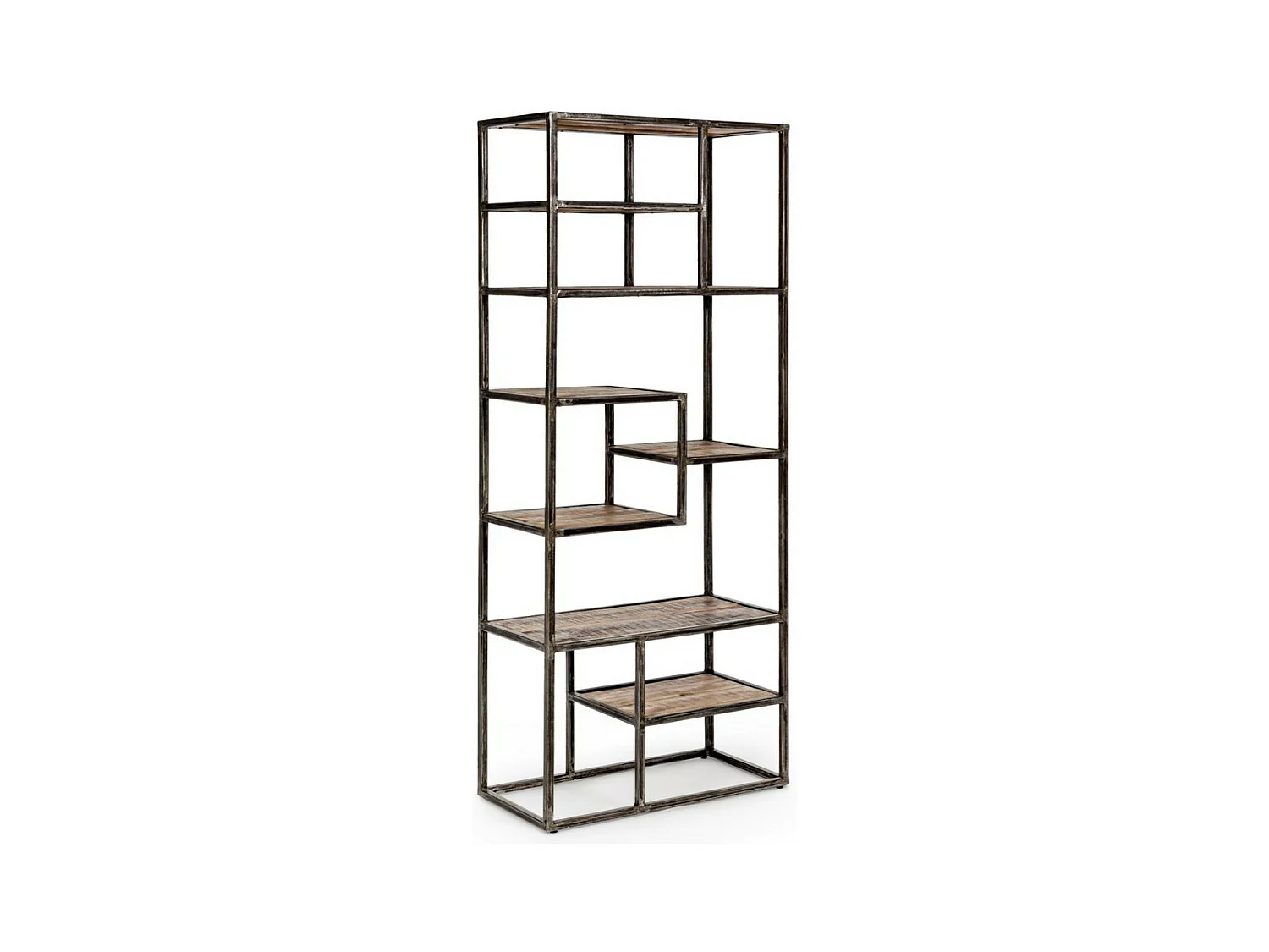 Etagère bois d'acacia clair et acier vieilli Kadone 70cm