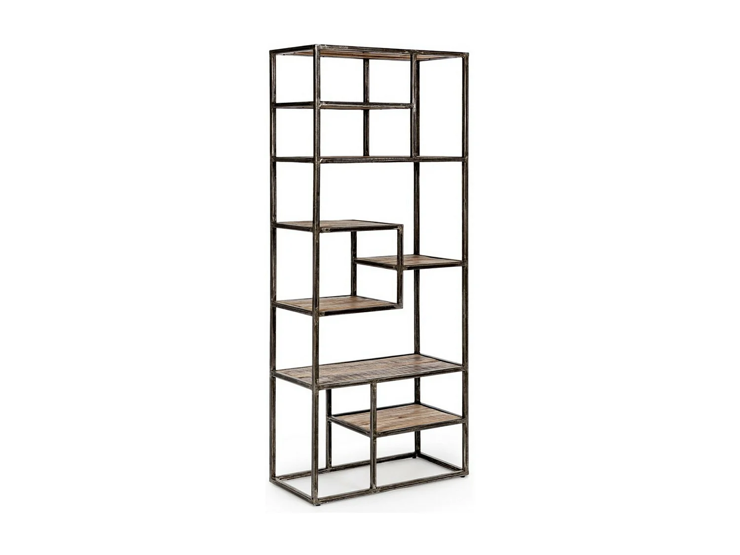 Etagère bois d'acacia clair et acier vieilli Kadone 70cm
