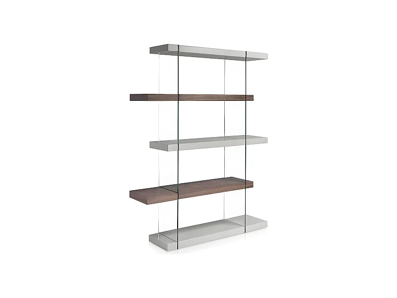 Étagère moderne bois noyer et bois laqué Roma-Couleur Fer