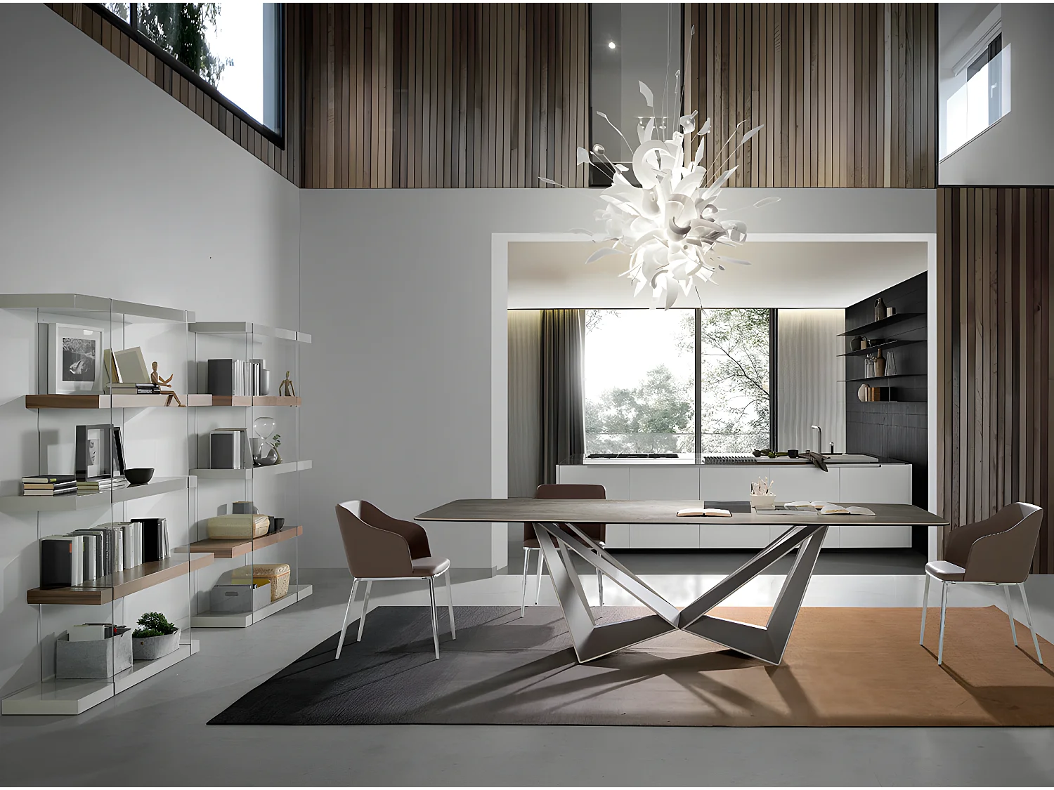 Étagère moderne bois noyer et bois laqué Roma-Couleur Fer