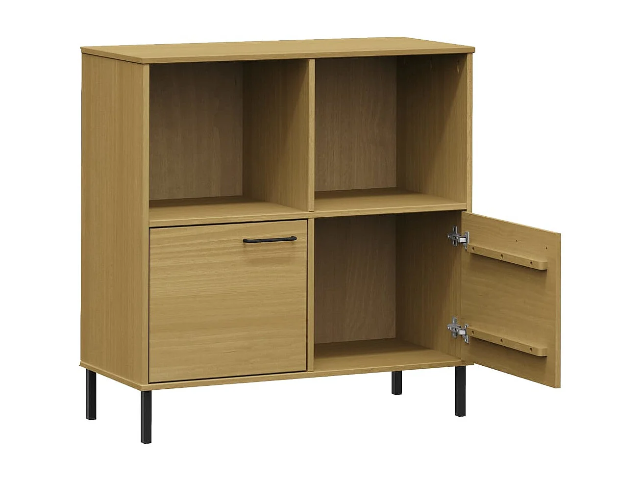 Bibliothèque avec pieds en métal Marron 90x35x90,5 Bois OSLO