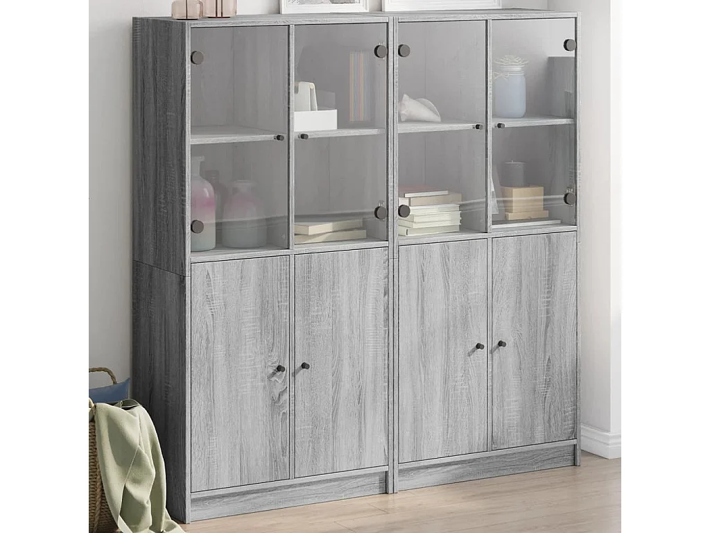 Bibliothèque avec portes sonoma gris 136x37x142