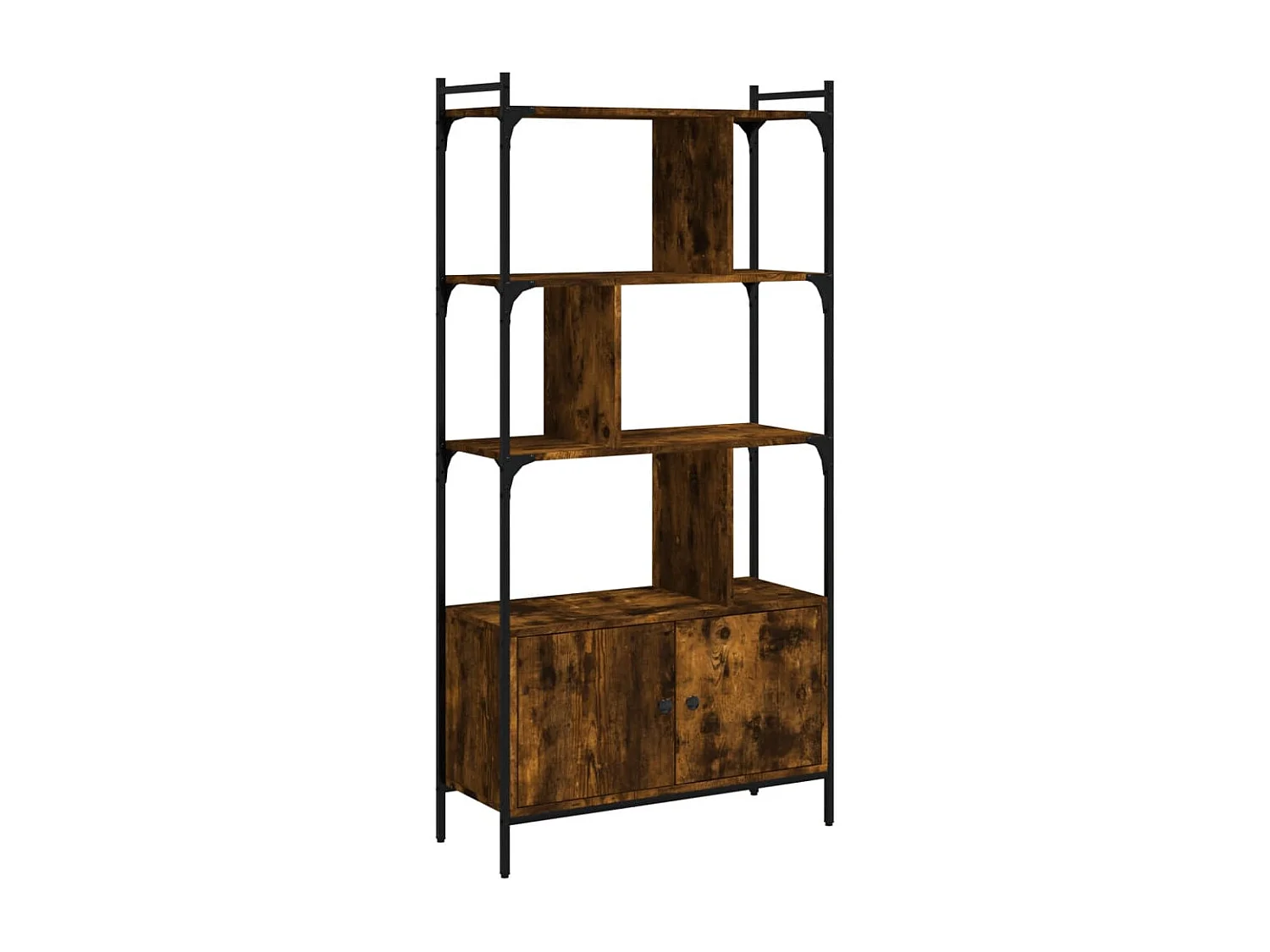 Bibliothèque avec portes chêne fumé 76,5x30x154,5