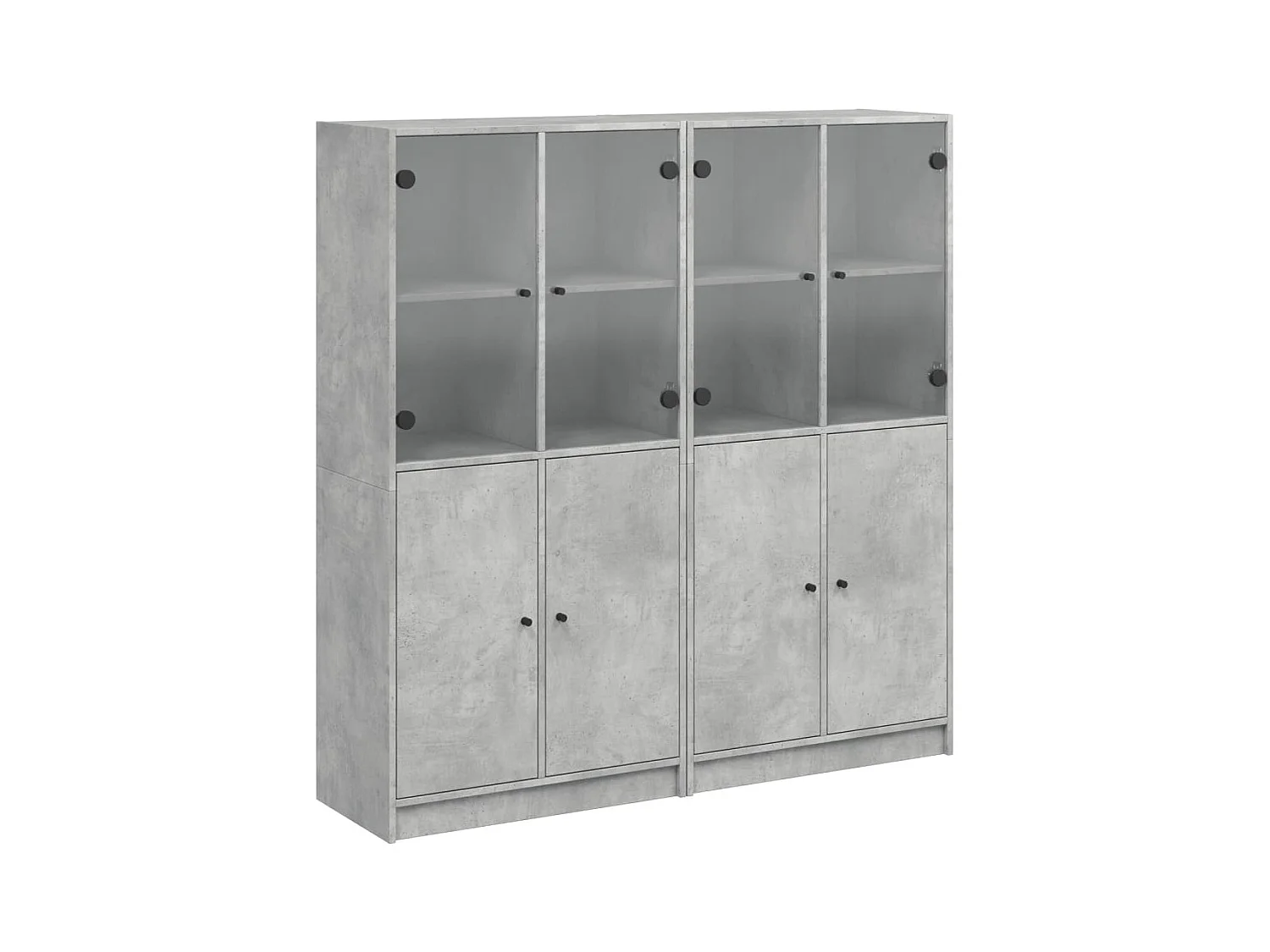 Bibliothèque avec portes gris béton 136x37x142
