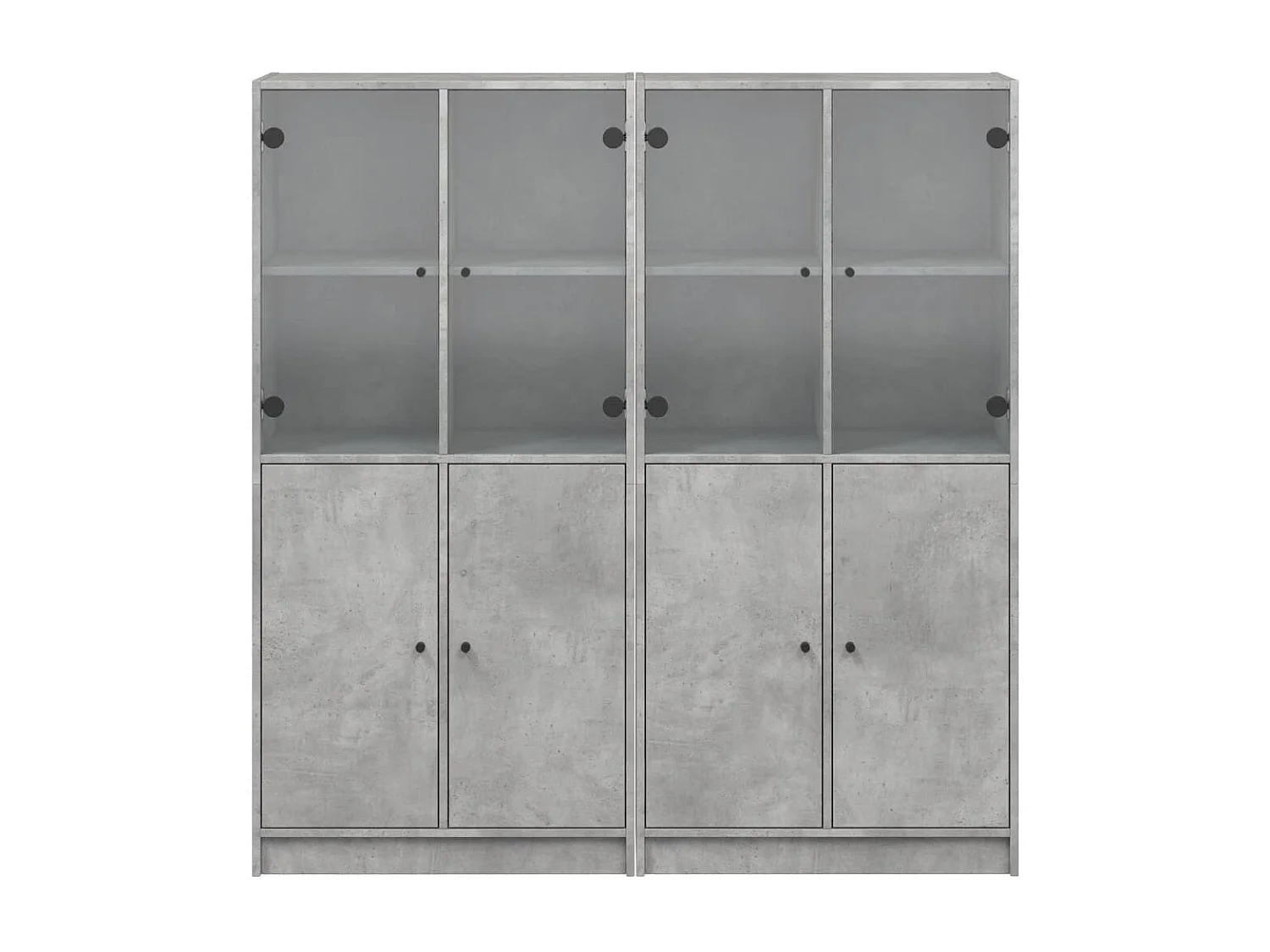 Bibliothèque avec portes gris béton 136x37x142