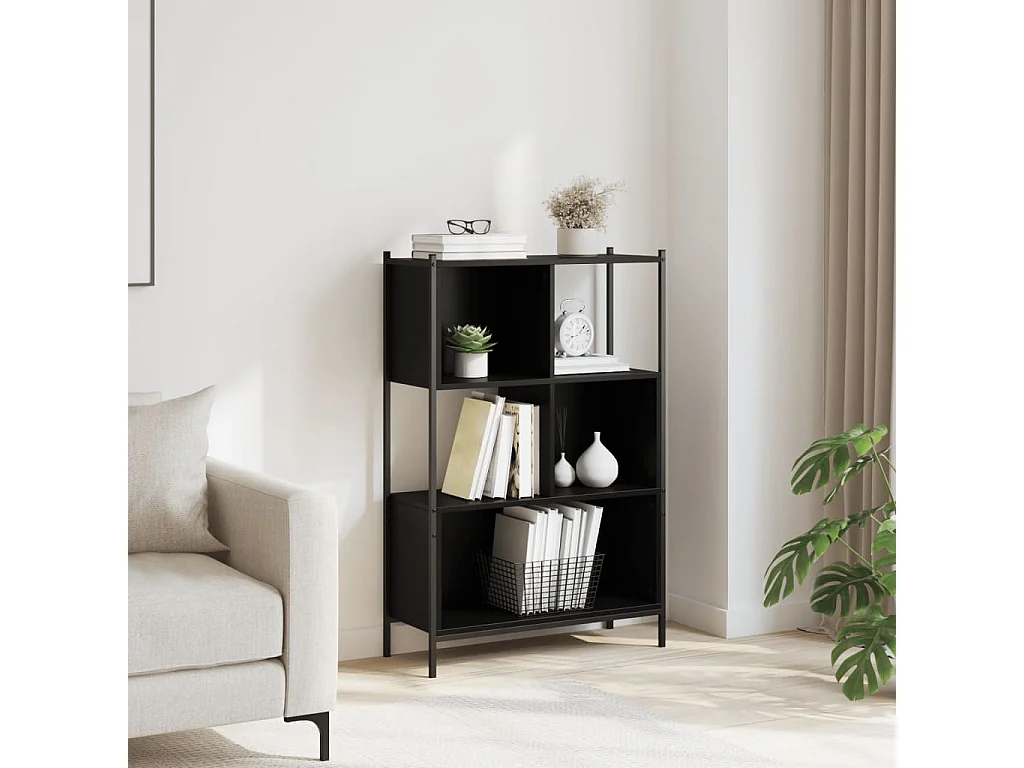 Bibliothèque noir 72x28x109 bois d'ingénierie