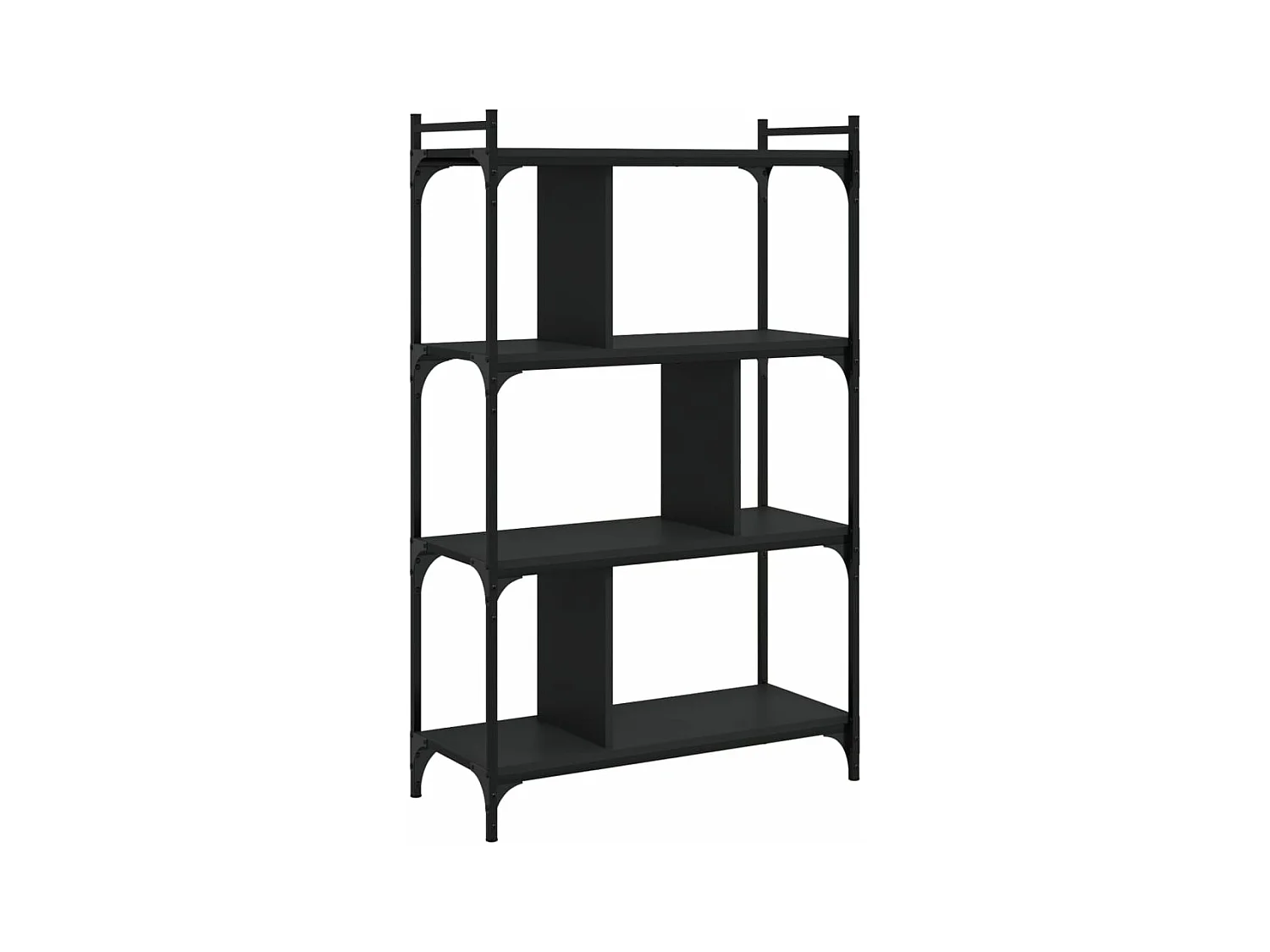 Bibliothèque à 4 niveaux noir 76x32x123 bois d'ingénierie