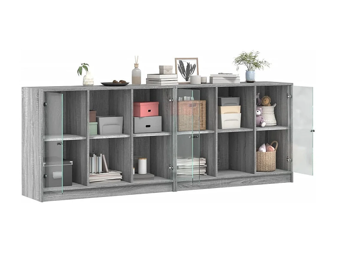 Bibliothèque avec portes sonoma gris 204x37x75