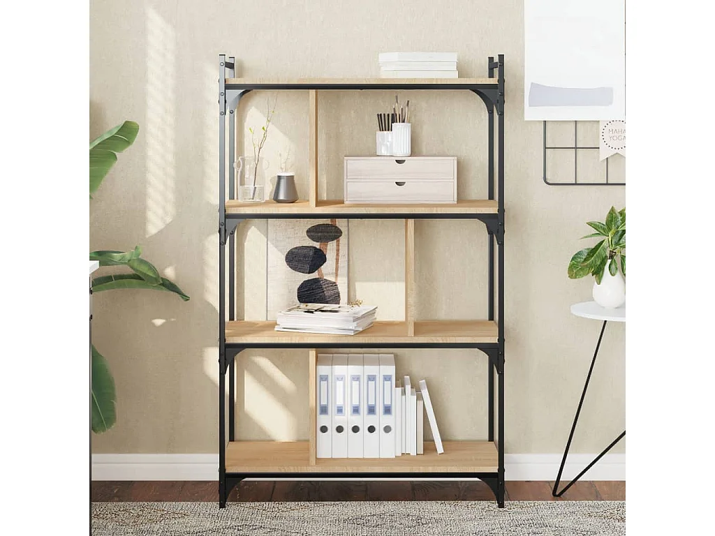 Bibliothèque à 4 niveaux chêne sonoma 76x32x123