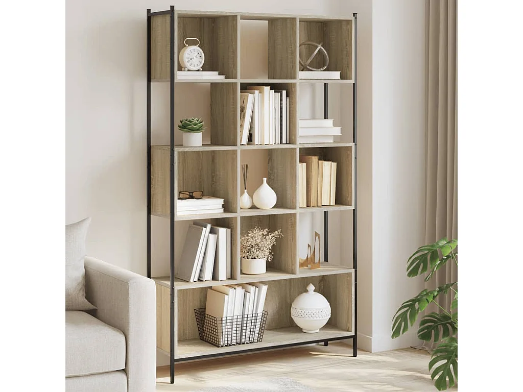 Bibliothèque chêne sonoma 102x28x172 bois d'ingénierie