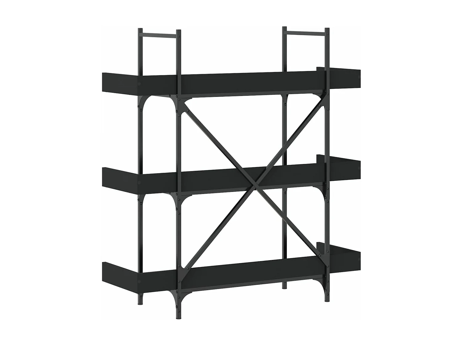 Bibliothèque à 3 niveaux noir 100x33x108,5 bois d'ingénierie