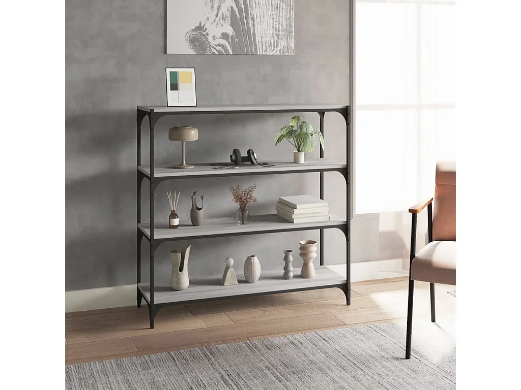 Bibliothèque Sonoma gris 100x33x100 Bois d'ingénierie acier