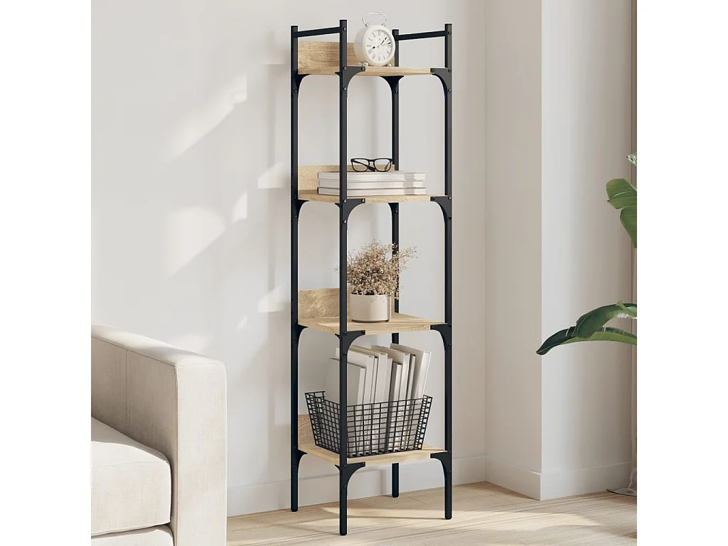 Bibliothèque à 4 niveaux chêne 35x30x138,5 bois d'ingénierie