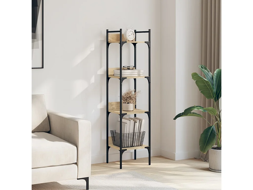 Bibliothèque à 4 niveaux chêne 35x30x138,5 bois d'ingénierie