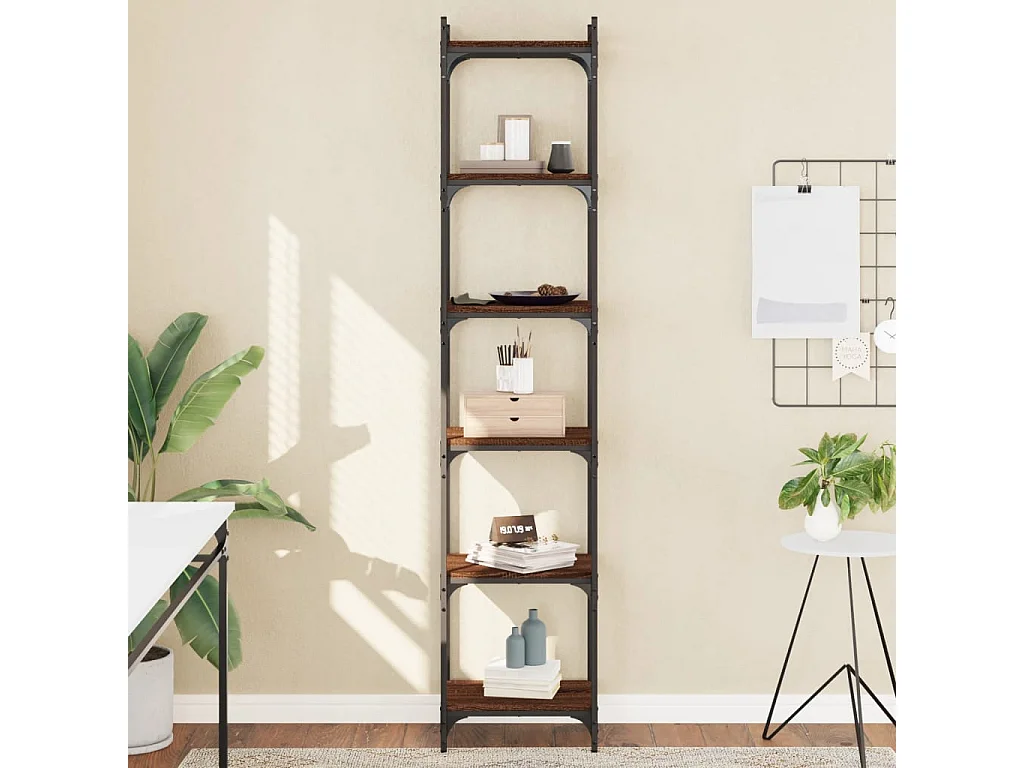 Bibliothèque 6 niveaux chêne marron 40x30x188 bois ingénierie