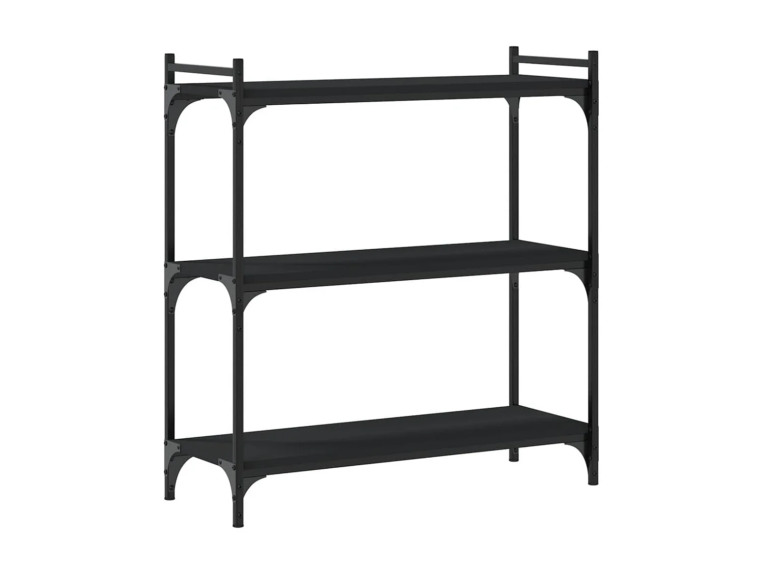 Bibliothèque à 3 niveaux noir 80x30x86 bois d'ingénierie