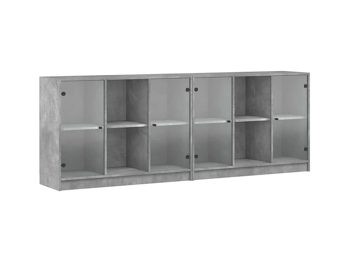 Bibliothèque avec portes gris béton 204x37x75
