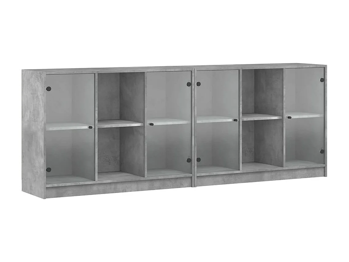 Bibliothèque avec portes gris béton 204x37x75