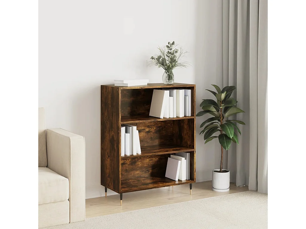 vidaXL Estantería madera de ingeniería roble ahumado 69,5x32,5x90 cm Marrón