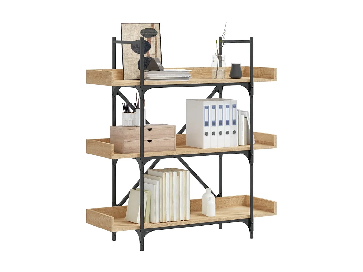 Bibliothèque à 3 niveaux chêne sonoma 100x33x108,5