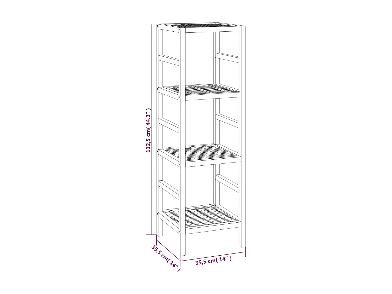 Étagère de salle de bain 35,5x35,5x112,5 Bois massif de noyer
