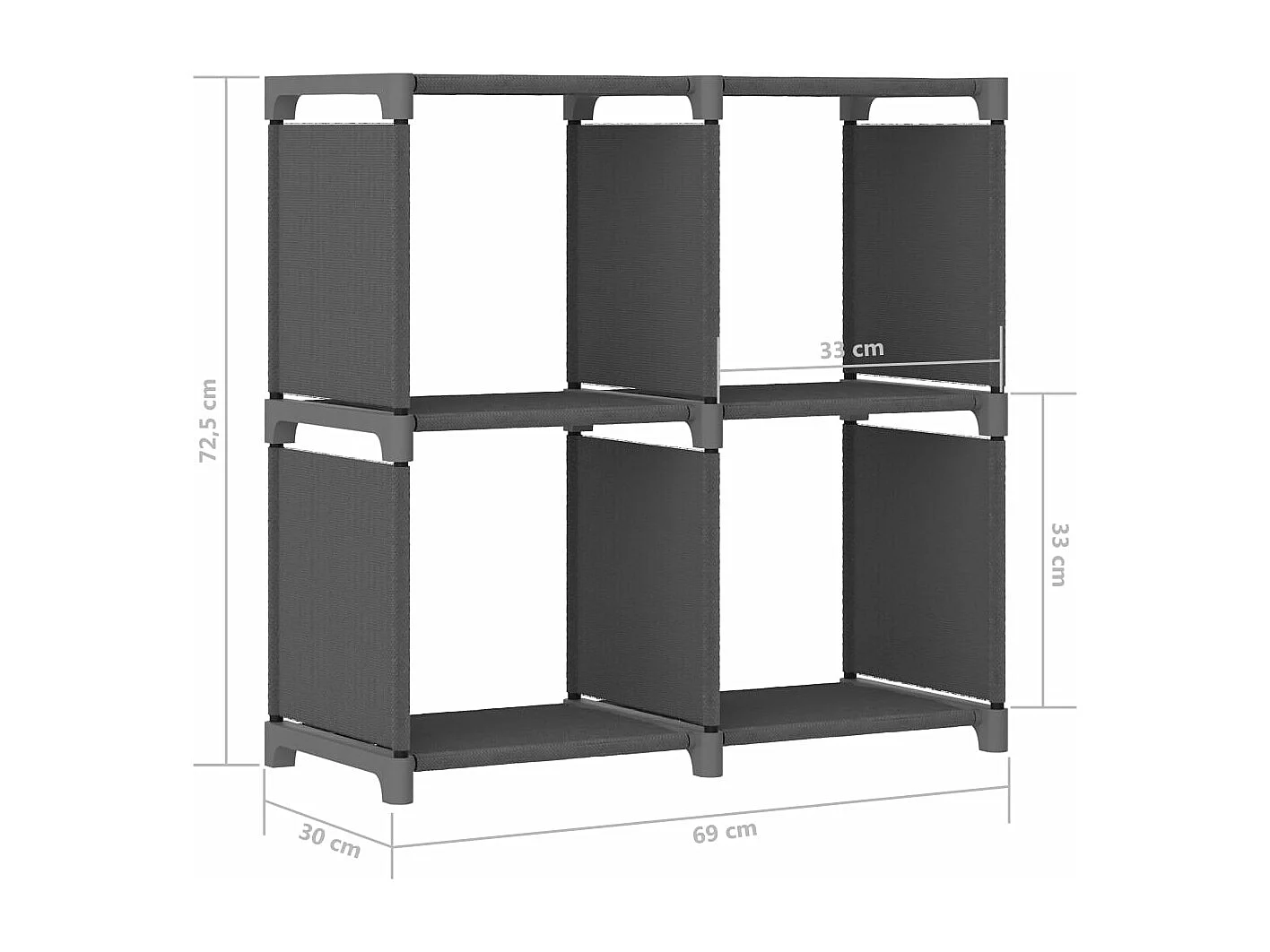 Étagère d'affichage 4 cubes Gris 69x30x72,5 Tissu