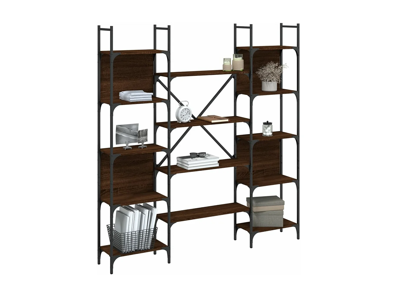 Bibliothèque chêne marron 155,5x24x166,5 bois d'ingénierie