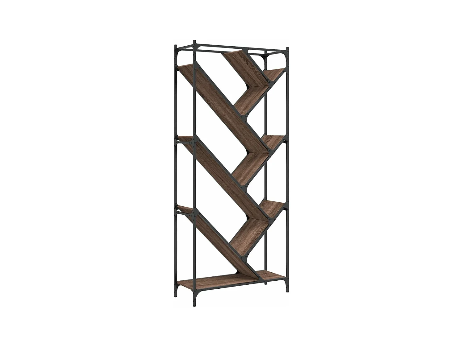 Bibliothèque chêne marron 79x30x180 bois ingénierie et métal
