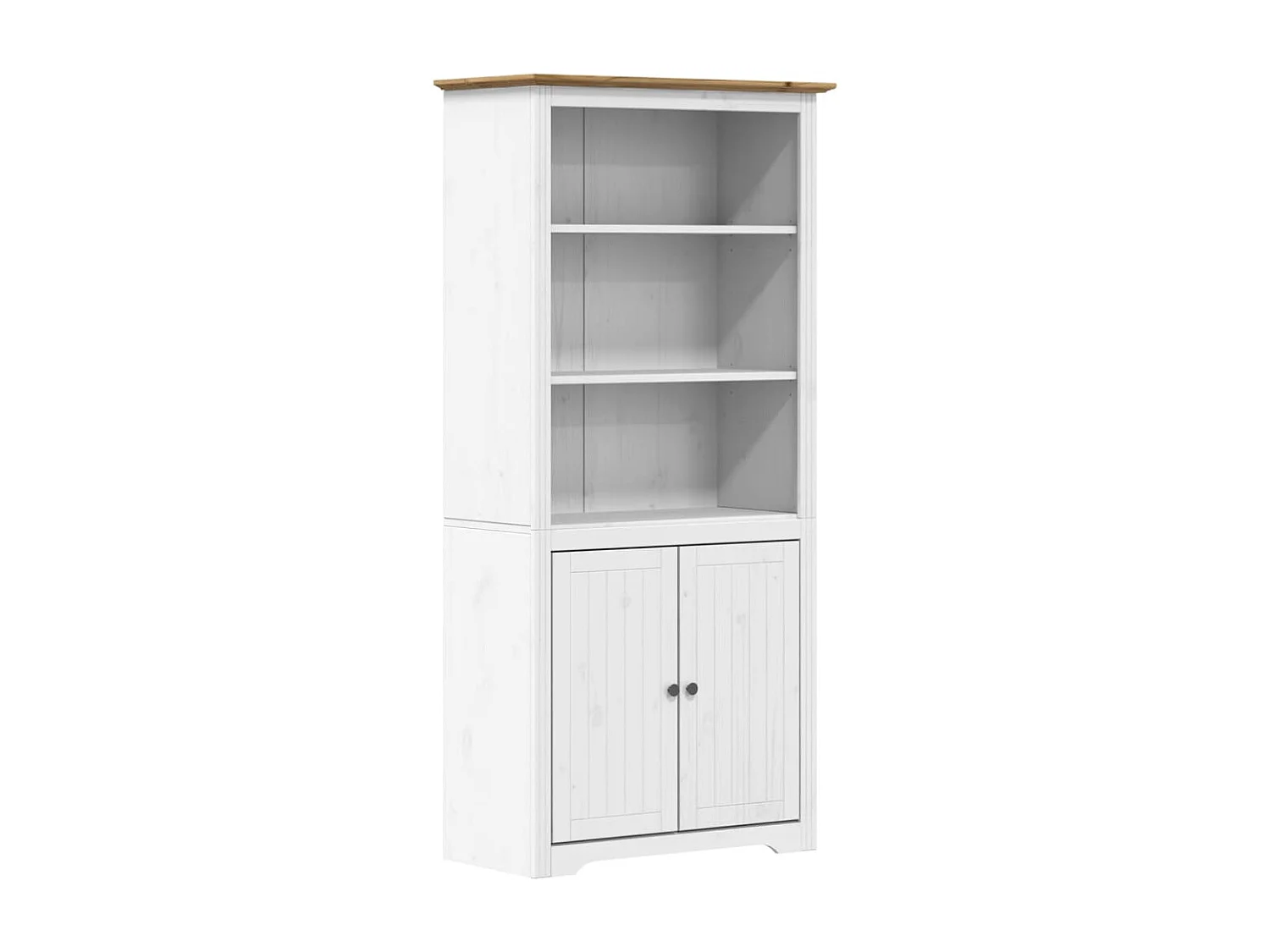 Bibliothèque BODO blanc and marron 80x40x172 bois massif pin