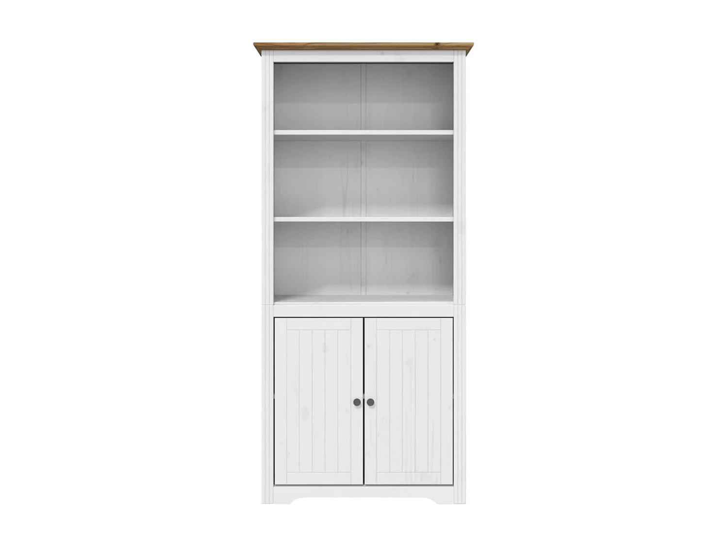 Bibliothèque BODO blanc and marron 80x40x172 bois massif pin