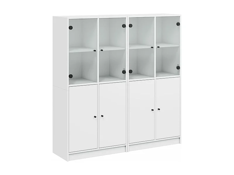 Bibliothèque avec portes blanc 136x37x142 bois d'ingénierie