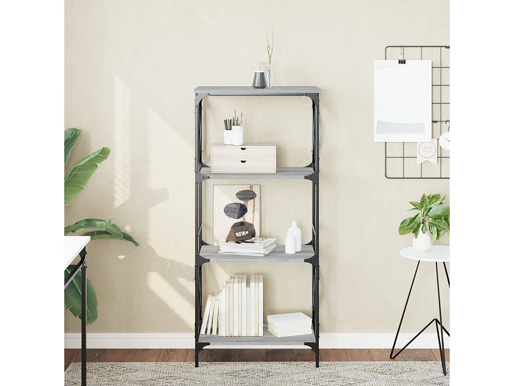 Bibliothèque à 4 niveaux sonoma gris 59x35x132