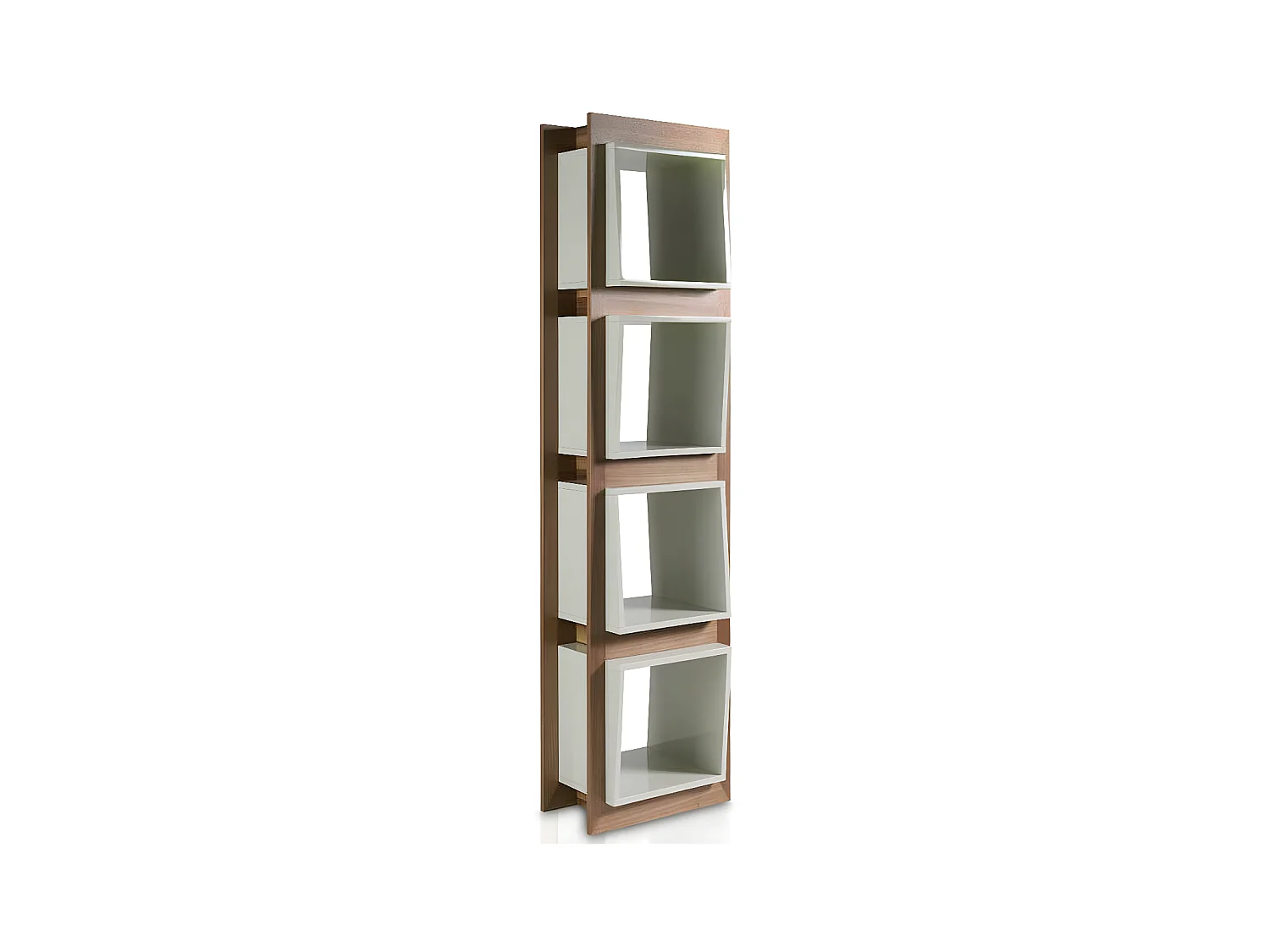 Étagère contemporaine bois noyer et laqué Muza-Couleur Eau de mer