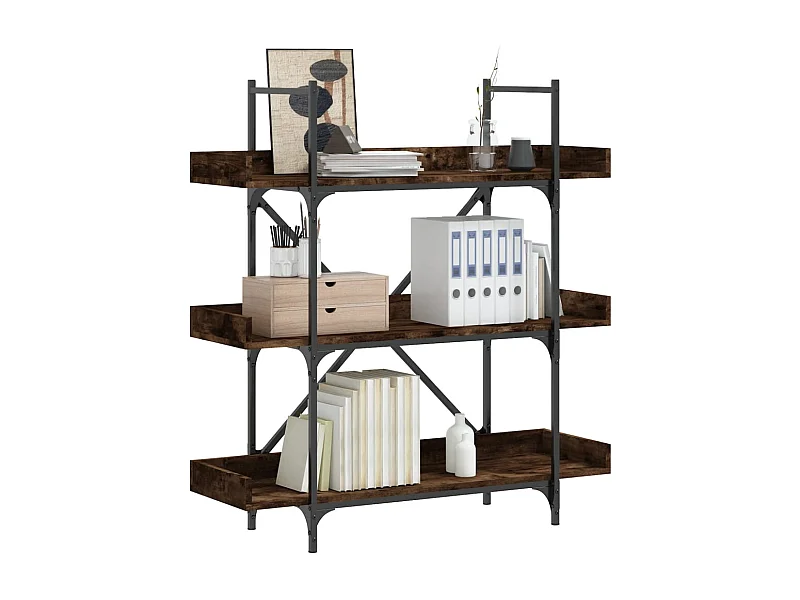 Bibliothèque à 3 niveaux chêne fumé 100x33x108,5