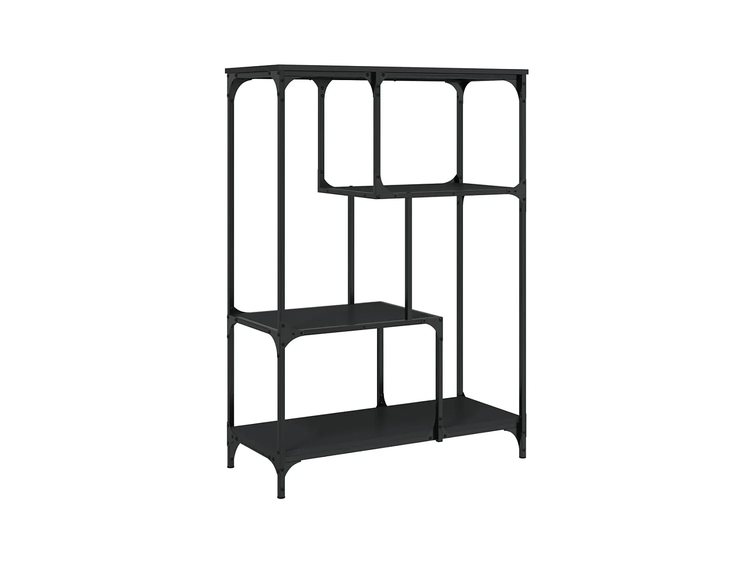 Bibliothèque noir 81x36x115 bois d'ingénierie et acier