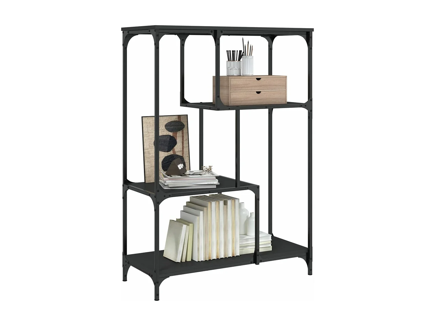 vidaXL Estantería madera de ingeniería y acero negro 81x36x115 cm