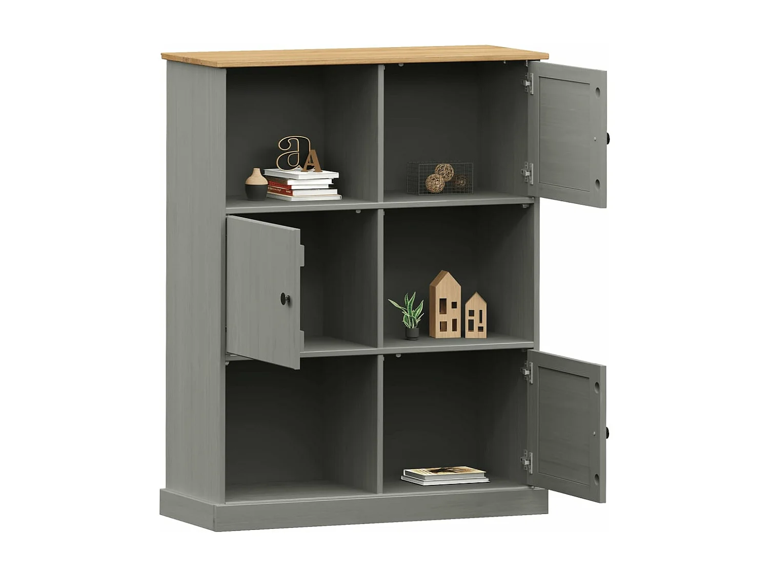 Bibliothèque VIGO gris 90x35x114,5 bois massif de pin