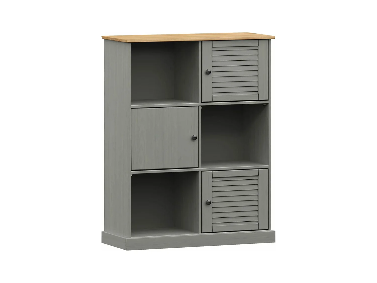 Bibliothèque VIGO gris 90x35x114,5 bois massif de pin