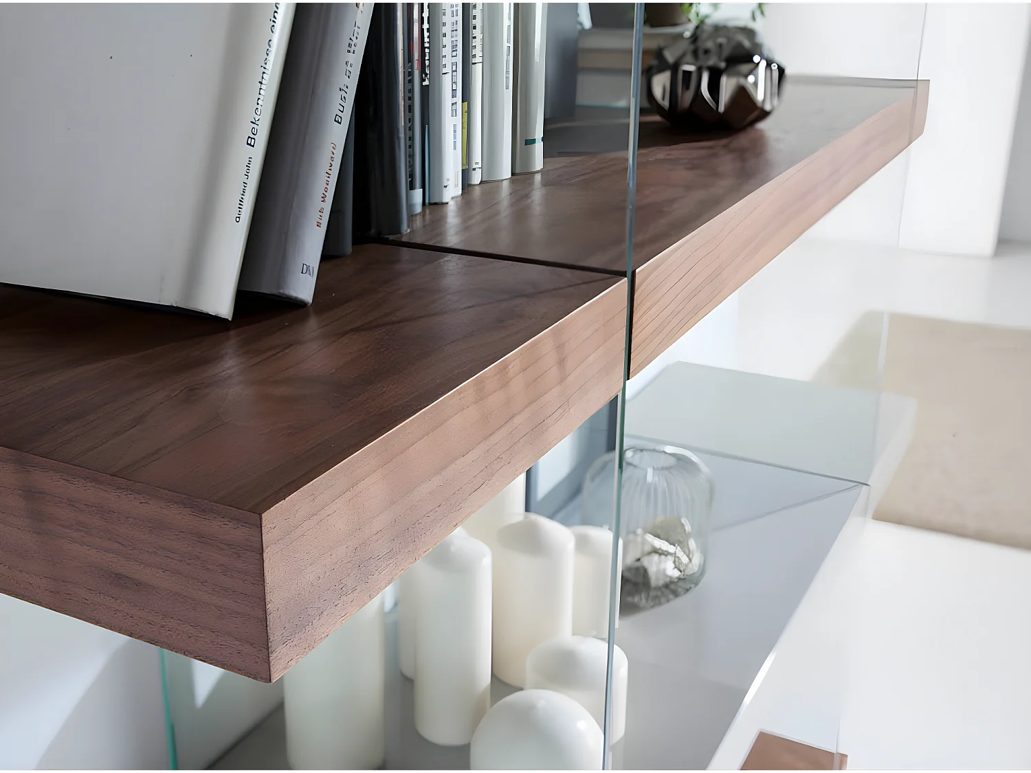 Étagère moderne bois noyer et bois laqué Roma-Couleur Forest